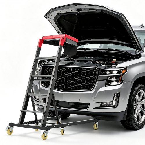 VEVOR Top Automotive Creeper 48"- 64" Adjustable High Top Engine Creeper, Easy Folding, 400LBS Heavy-Duty Steel Support, Stable H-Shaped Base, 6-Wheel Smooth Rolling for Auto Repair and Maintenance