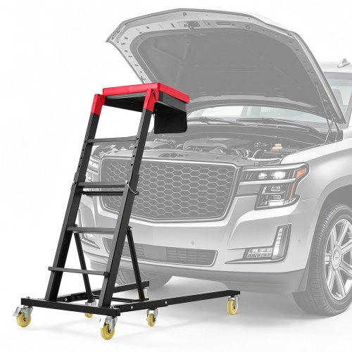 VEVOR Top Automotive Creeper 48"- 64" Adjustable High Top Engine Creeper, Easy Folding, 400LBS Heavy-Duty Steel Support, Stable H-Shaped Base, 6-Wheel Smooth Rolling for Auto Repair and Maintenance