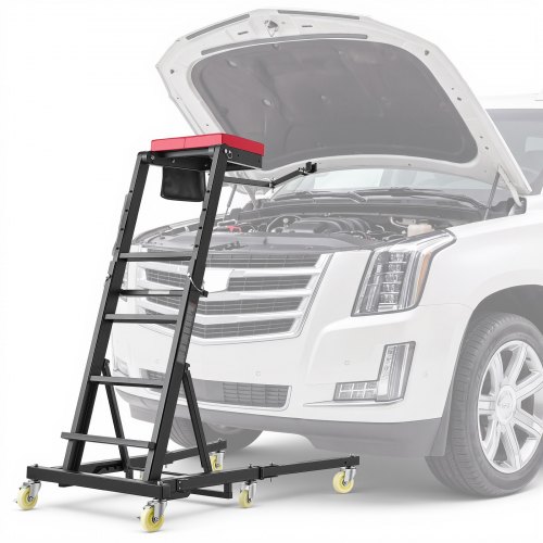 VEVOR Top Automotive Creeper, 48–76 in Adjustable Height, Quick Assembly, Fully Foldable Top Engine Creeper, 3-Axis Folding Arm, 400 lbs Capacity, H-Shaped Base, 6 Swivel Casters for Auto Repairs