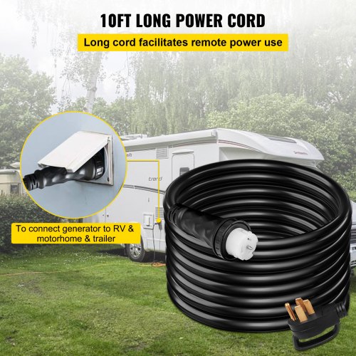 10FT Generator Extension Cord 50Amp 125/250V 14-50P to CS6364 Locking Connector 