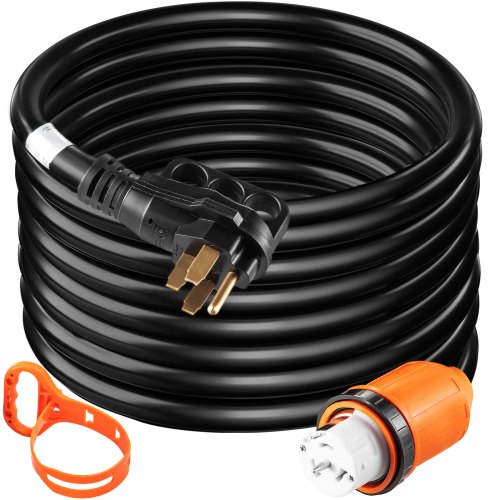 

VEVOR Generator Cord, 15FT Generator Power Cord w/ Plug in & Out Pin of Inlet Box Side, 50AMP SS2-50R/CS6375 Style Inlets Cable, 12000W Extension Cord, 125/250V Power Generator Cord w/ Strap