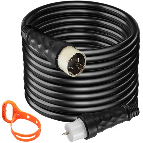 VEVOR 50Ft 50A Generator Extension Cord Generator Power Cord STW 6/3 + 8/1 AWG 100% copper NEMA SS2-50P/CS6364 Power Assemblies Cord 125/250VAC Twist to Lock Plug Oil Resistant Cable Jacket, Black