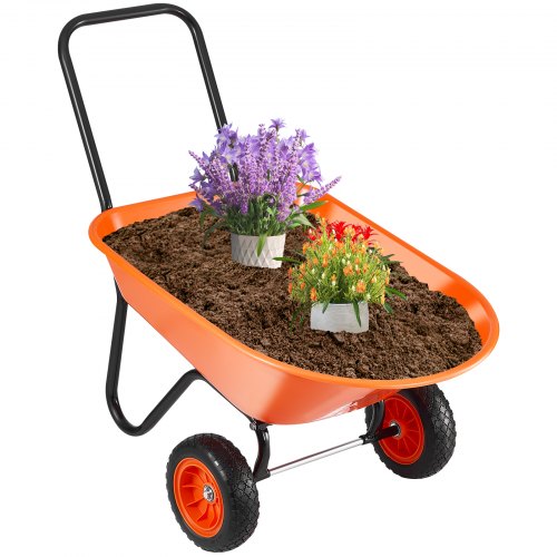 

VEVOR Wheelbarrow Cart, 5 Cu. Ft. Load & 397 lbs Capacity, 2 Wheels Garden Dump Cart, Garden Wagon with Handle & 10" Wide Track Wheels, Easy Loading Utility Yard Cart & Wagons for Outdoor Lawn Yard