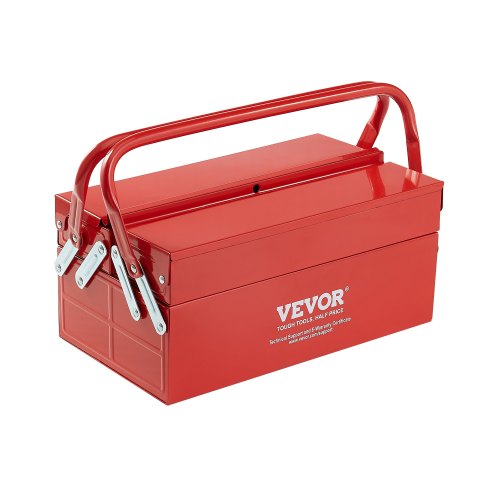 

VEVOR Tool Box 14-inch 2-Tier 3-Tray Folding Cantilever Toolbox with Handle