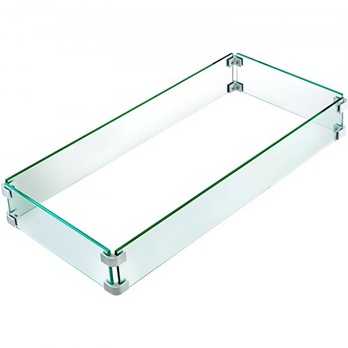 Fire Table Tempered Glass Wind Guard, Square Fire Pit Insert With Bottom Brackets