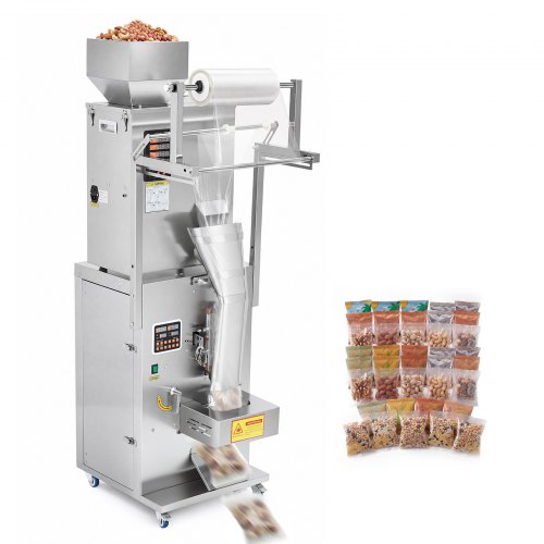 VEVOR Powder Filling and Sealing Machine, 10-500g Automatic Particle Granule Packaging Machine, Stainless Steel, Intelligent Weighing Filling Sealing, for Coffee Beans, Grains, Tea, Spices, Silver