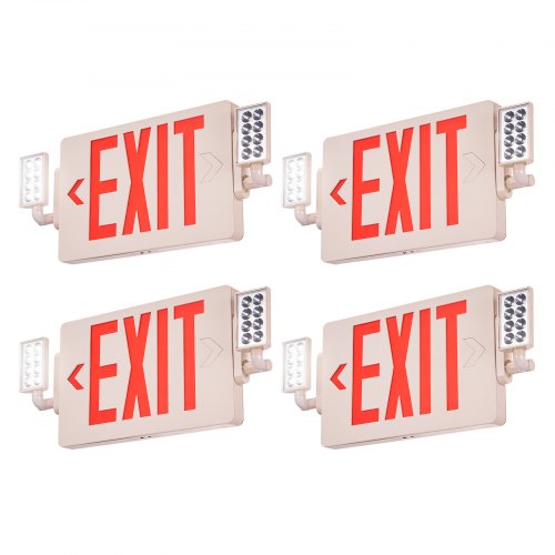 

VEVOR LED Exit Sign with Emergency Lights, Two Heads Emergency Exit Light with Battery Backup, Combo Red Letter Fire Exit Lighting, Commercial Exit Signs for Business, White Tested to UL Standards