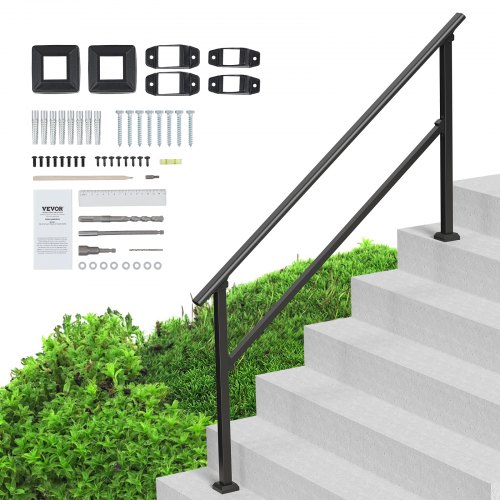 

VEVOR 5-6 Handrails for Outdoor for Seniors Porch Deck Black Square Tube Steel