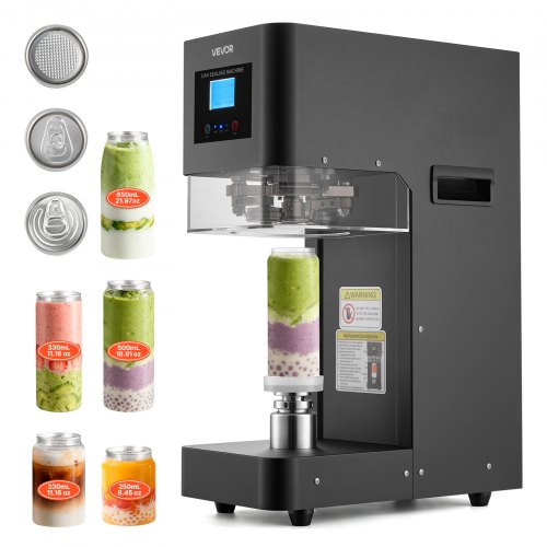 

VEVOR Can Sealer Machine, Automatic Commercial Soda Can Sealing Machine for 2.17 in (55 mm) Aluminum and Plastic Cans, Height Adjustable, Steel Housing Beverage Drink Seamer, for Coffee Shop, Black