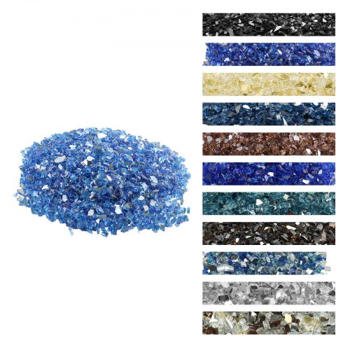 

VEVOR 10 LBS Fire Glass 1/4-Inch Fireplace Glass Rocks for Firepit Cobalt Blue