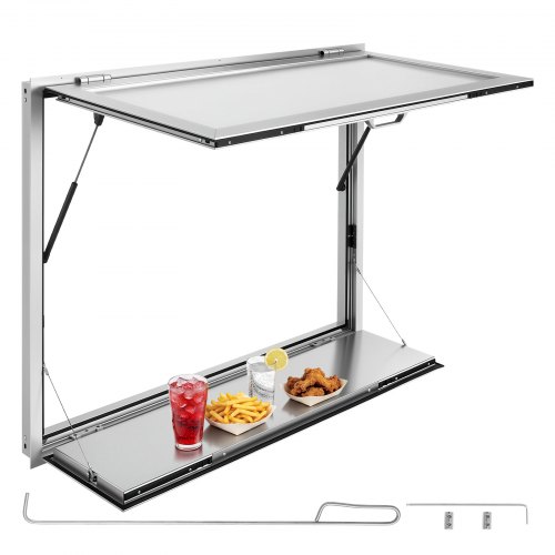 

VEVOR Concession Window Folding Shelf 48x36in Aluminum Alloy Service Window, for Food Truck, Up to 85 Degrees, with Awning Door and Drag Hook, Rainwater Resistant