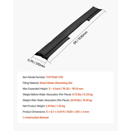 VEVOR Flood Barrier 4 Pack Water Activated 5x0.7 ft Sandless Sandbags detail photo 12