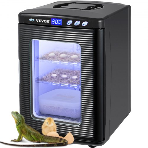 VEVOR Black Reptile Incubator 25L Scientific Lab Incubator Digital Incubator Cooling and Heating 5-42°C Reptile Egg Incubator 12V/110V Work for Small Reptiles