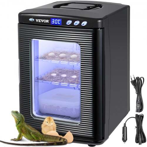 VEVOR Reptile Egg Incubator and Hatcher 25L Black Reptile Egg Incubator 5-60°C Scientific Hatcher Heating Bright LED Digital Display for Small Animals