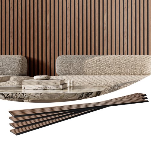 

VEVOR Wood Slat Acoustic Panels 7.9 x 94.5 inch for Modern Wall Decor Walnut