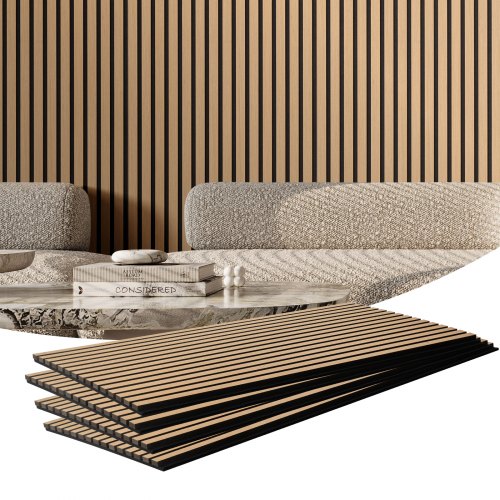 

VEVOR Wood Slat Acoustic Panels 23.6 x 47.2 inch for Modern Wall Decor Light Oak