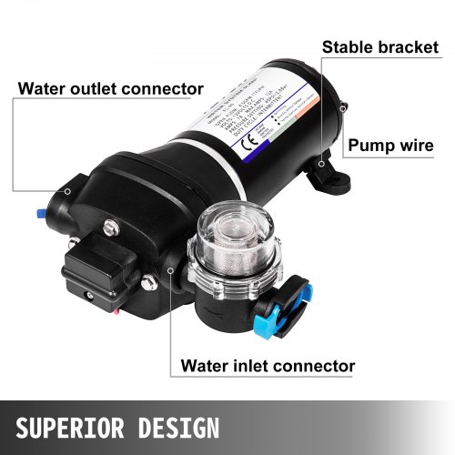VEVOR 12V Pompe à eau Diaphragme Water Pump Haute pression Bateau Booster 17PSI