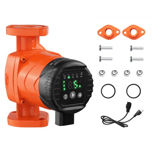 Vevor F-E007-1F1 High Efficiency Circulator Pump, 16 Gpm, 120V 20 Ft Cast Iron Hot Water Recirculating Circulation Pump, 1 In Flange Connection, Check-image