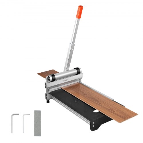 

VEVOR 330mm Vinyl Floor Cutter, 16mm Thick Laminate Flooring Cutter with 15°/30°/45° Adjustable Angle Settings, Flexible Wheels, Telescoping Handle, Cuts Engineered Wood, LVT, VCT, SPC, LVP, WPC