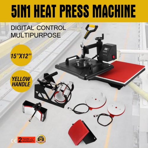 

5 in 1 Digital Transfer Sublimation Heat Press Machine T-Shirt Mug Hat cap