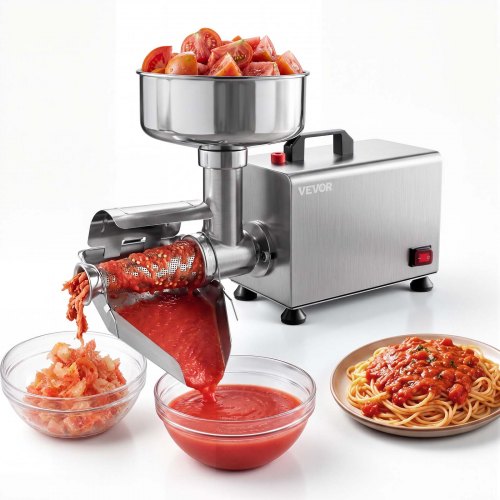 VEVOR Electric Tomato Strainer 250W Food Mill and Sauce Maker 200 lbs/H, Commercial Grade For Apple Sauce, Strawberry and Blueberry Jam, Stainless Steel Tomato Milling Press Machine, Large Hopper