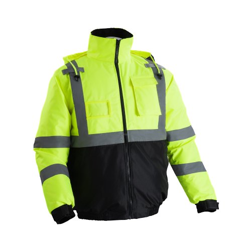 

High Visibility Reflective Safety Jacket Waterproof Winter Coat Yellow-Black L