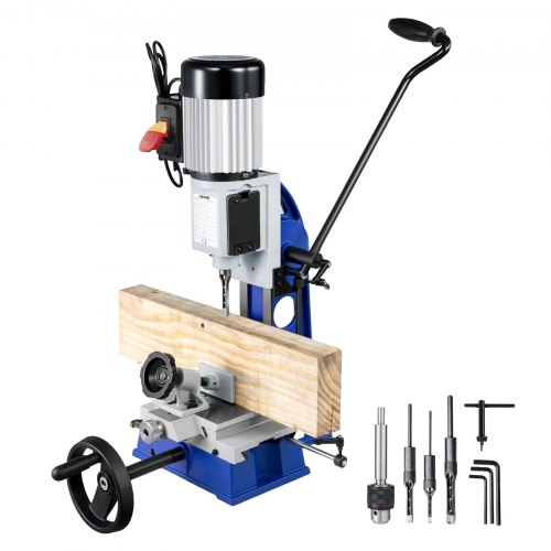 VEVOR Woodworking Mortise Machine, 373 W(1/2 HP) 1400RPM Powermatic Mortiser, With Movable Work Bench Benchtop Mortising Machine, For Making Round Holes Square Holes Or Special Square Holes In Wood