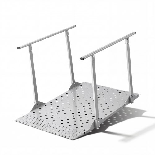 VEVOR Wheelchair Ramp with Handrails, 44.9 x 33.5 in, Heavy Duty Aluminum Handicap Ramp, 440 lbs Capacity, Non-Slip Portable Threshold Ramps for Home