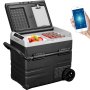 VEVOR 12 Volt Refrigerator 48 Quart, Dual Zone Car Fridge Freezer w/App Control & Wheels 12/24V DC & 110-240V AC Electric Compressor Cooler for Truck Vehicle RV Boat Outdoor & Home Use, -4℉-68℉ Black