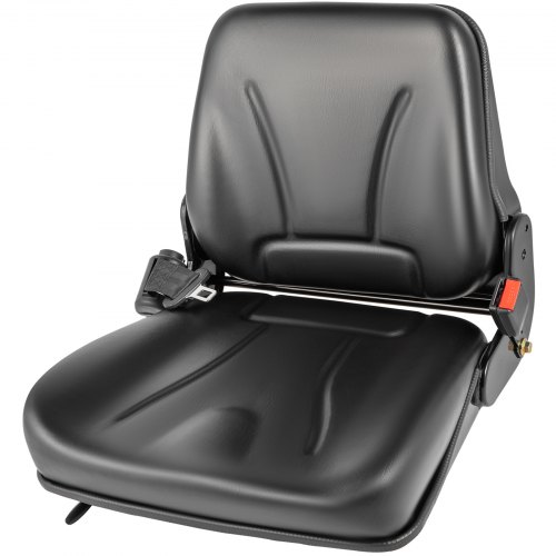 VEVOR Tractor Seat Universal Folding Forklift Seat Black Vinyl with Seat Belt