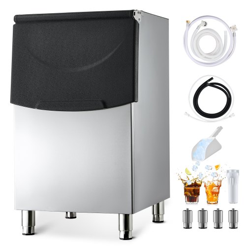 

VEVOR Commercial Ice Maker Storage Bin, 250 LBS Capacity Ice-Bin, Stainless Steel Commercial Ice Storage Bin with Adjustable Anti-slip Rubber Feet, Suitable for Restaurant Hotel and Beverage Shops