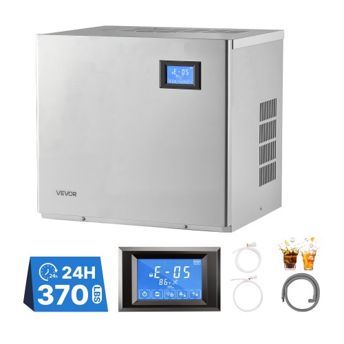 Vevor Commercial Ice Maker Machine 370 Lbs/24H Stainless Steel Head Only, Ice-Making for Restaurant Bar Cafe Hotel, Ice Ready in 15 Mins, with Self-Cleaning, 132 pcs Ice Tray, Adjustable Thickness