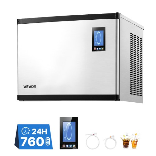 Vevor Commercial Ice Maker Machine 690 Lbs/24H Stainless Steel Head Only, for Restaurant Bar Cafe, Ice Ready in 15 Mins, with Self-Cleaning, 270 pcs Ice Tray, Adjustable Thickness, AC220-240V 60Hz