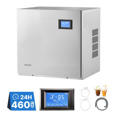 VEVOR Commercial Ice Maker Machine 460 Lbs/24H Stainless Steel Head Only, Ice-Making for Restaurant Bar Cafe Hotel, Ice Ready in 15 Mins, with Self-Cleaning, 156 pcs Ice Tray, Adjustable Thickness