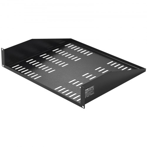 VEVOR 2U Server Rack Shelf, 16"/406mm Depth, 23 kg / 50 lbs Max Load Capacity Vented Cantilever or Wall Mount Rack Mount Shelf with Tray, Good Air Circulation for 482.6 mm/19" Network Cabinet or Equipment Rack