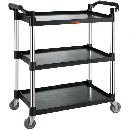 VEVOR Utility Service Cart with Wheels 3-Tier Food Service Cart 154lbs Capacity