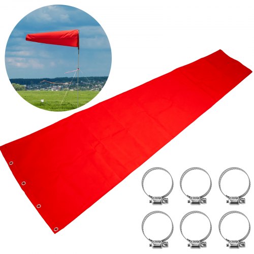 Airport Windsock Wind Direction Sock 13 X 55 Inch, Aviation Wind Sock Orange Red