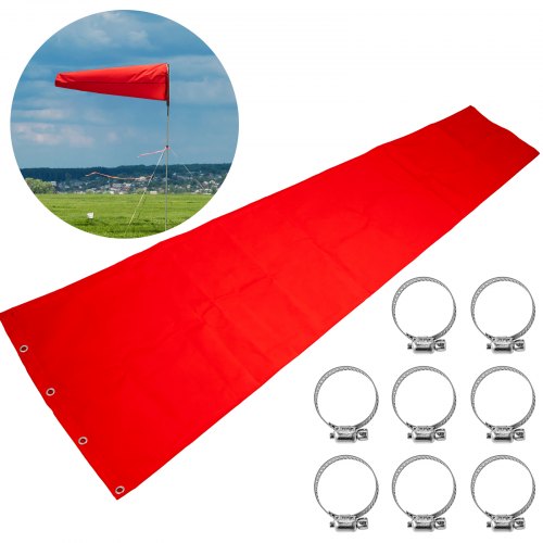 Airport Windsock Aviation Wind Sock Bag Outdoor Camping Flag 45x243cm Orange-red