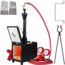 VEVOR Propane Knife Forge, Farrier Furnace with Single Burner, Portable Square Metal Forge with Two Durable Doors, Large Capacity, for Blacksmithing, Knife Making, Forging Tools and Equipment