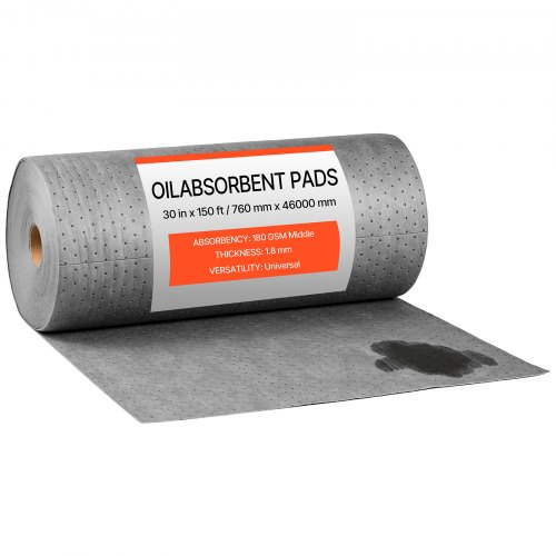 Vevor Oil & Water Absorbent Pads, 30 In X 150 Ft 1-Roll, Medium-Duty Spill Absorbing Pads, Universal For Gasoline, Engine, Oil, Water, Coolant, Durabl-image