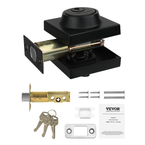 

Deadbolt Lock Square Single Cylinder Dead Bolt Keyed 1 Side Matte Black 3 Keys