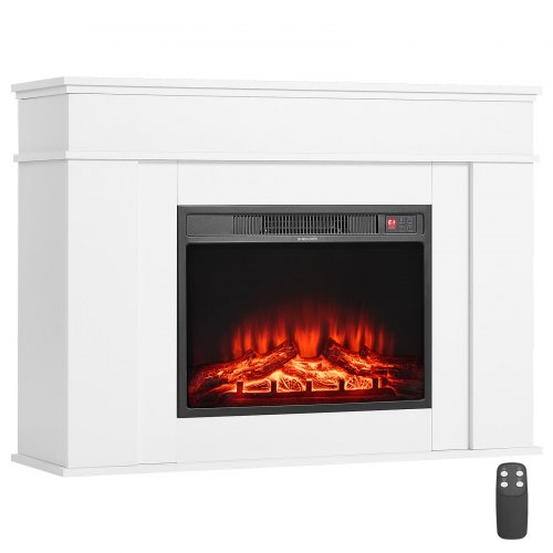 43 Inch Freestanding Electric Fireplace Stove Heater 1500W Mantel White
