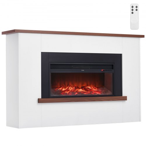 65.5 Inch Freestanding Electric Fireplace Stove Heater 1500W Mantel Brown