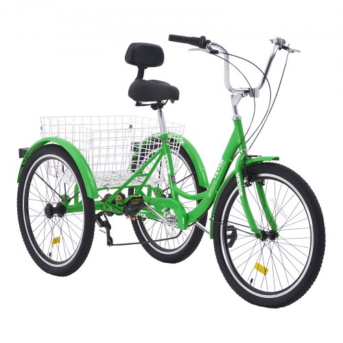 VEVOR Adult Tricycles Bike, 7 Speed Adult Trikes, 20 Inch Three-Wheeled Bicycles, Carbon Steel Cruiser Bike with Basket and Adjustable Seat, Picnic Sh