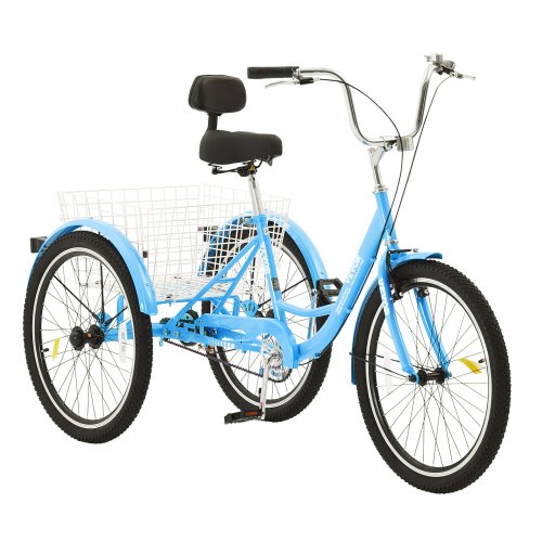 VEVOR Adult Tricycles Bike, 26 Inch Three-Wheeled Bicycles, 3 Wheel Bikes Trikes, Carbon Steel Cruiser Bike with Basket & Adjustable Seat, Picnic Shop