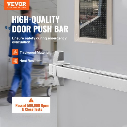 

VEVOR Push Bar Door Locks, Carbon Steel Panic Bars for Exit Doors, with Exterior Lever and 3 Keys, Push Bar Panic Exit Device Door Hardware for Metal Wood Door, for Left and Right Handed Doors