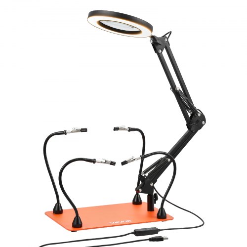 

VEVOR Magnetic Helping Hands Soldering Station 3X LED Magnifying Lamp 4 Arms