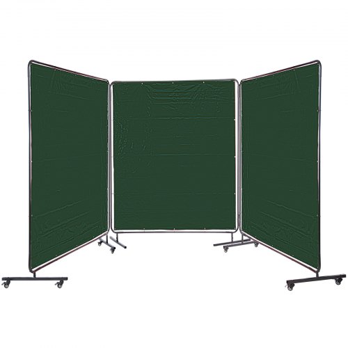 VEVOR Welding Curtain 6' x 6' Welding Screens, Flame Retardant 3 Panel Welding Curtain with Frame and Wheels, Translucent Welding Shield, Flame Resistance Weld Curtain, Adjustable Size, Green