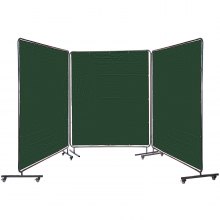 VEVOR Welding Curtain 6' x 6' Welding Screens, Flame Retardant 3 Panel Welding Curtain with Frame and Wheels, Translucent Welding Shield, Flame Resistance Weld Curtain, Adjustable Size, Green