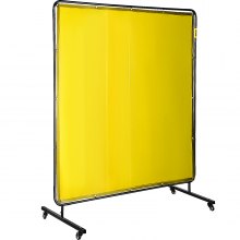 VEVOR 6' x 6' Welding Screen with Frame Yellow Vinyl Portable Welding Curtain with Wheels Light-Proof Welding Protection Screen Professional